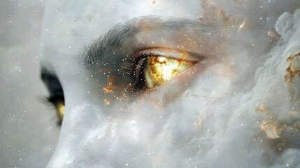 Fototapeta premium Cosmic Eye Surreal AI Art Nebula Galaxy Space Fantasy Portrait