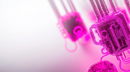 Obraz premium Futuristic Pink Neon Circuitry Abstract Technology Background