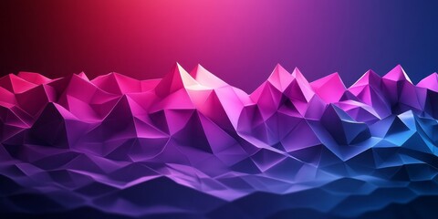 Abstract polygonal landscape with vibrant color gradients forms digital mountains