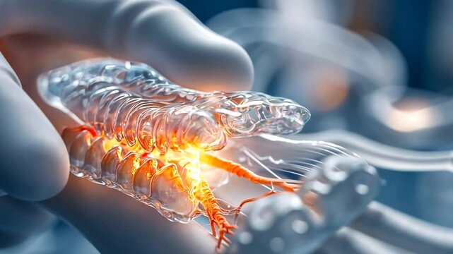 Advanced technology showcases cutting-edge bioengineering with glowing neural connections in laboratory setting