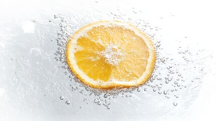 Refreshing Orange Slice in Sparkling Water  Summer Drink Photo