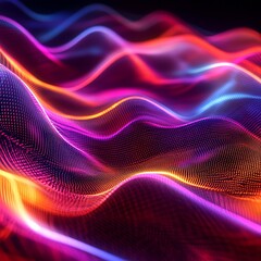 Vibrant Neon Digital Background, Generative AI
