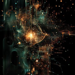 Abstract AI circuits PNG