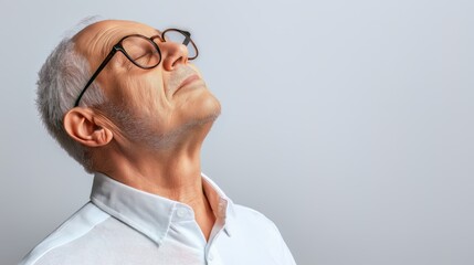 Fototapeta premium Generative AI, Elderly Man Enjoying the Sun, Serene Expression