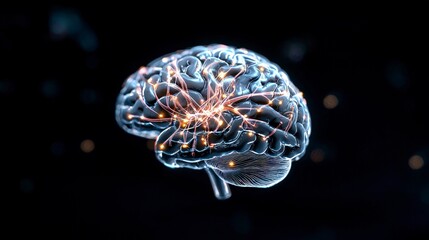 Obraz premium Glowing Human Brain Neural Network Synapses Mind Intelligence Neuroscience