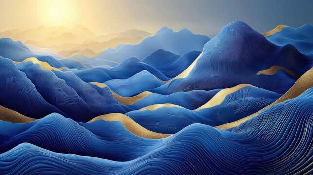 Wave like mountain range sunrise