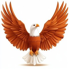 Obraz premium Majestic Eagle with Outstretched Wings Flying Against White Background