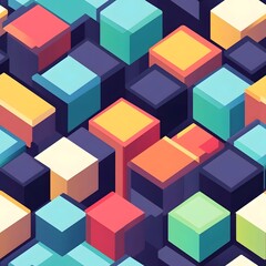 Obraz premium Vibrant Isometric Cube Pattern with 3D Depth and Vivid Contrasting Colors