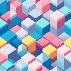 Obraz premium Vibrant Isometric Cube Pattern with 3D Depth Effect