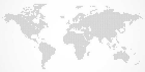 Digital world map dotted with location precise lines representing global connectivity and geography