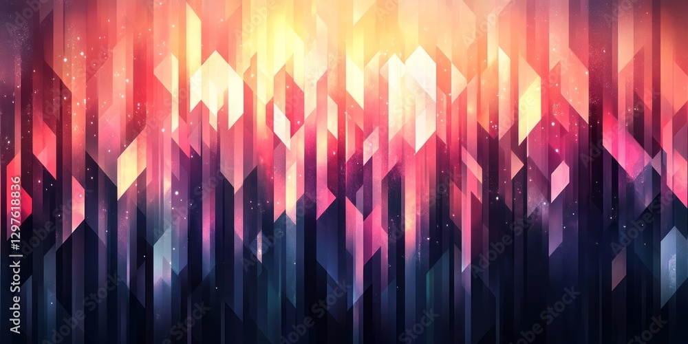 Poster abstract geometric background with vertical lines and multicolored shapes
