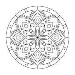Mandala vector art. black and white line art. Intricate Mandala Design for Mindfulness Coloring.