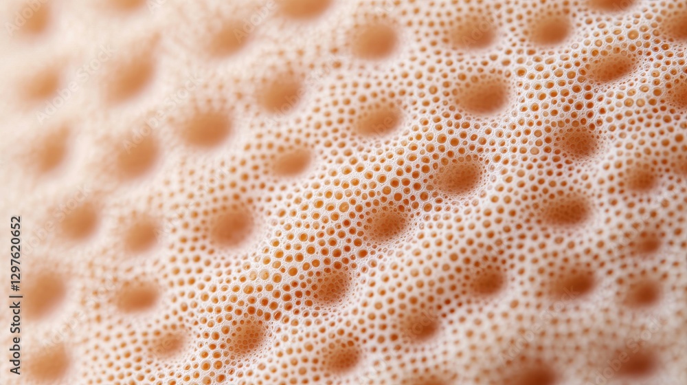 Poster a close-up view reveals a textured surface with small, rounded pores, showcasing intricate patterns 