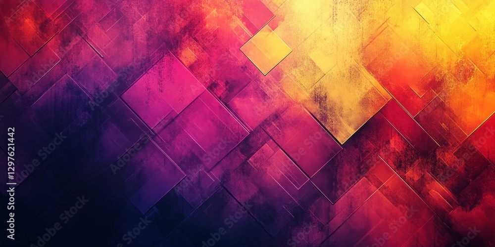 Poster Geometric shapes create an abstract background with vibrant color gradient