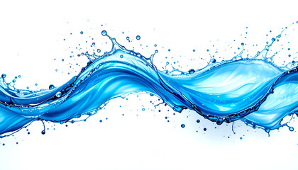 Splashes of blue water on white background 