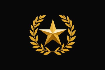 a close up of a star in a wreath of gold on a black background