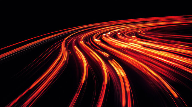 A long-exposure photograph of the road at night - Powered by Adobe