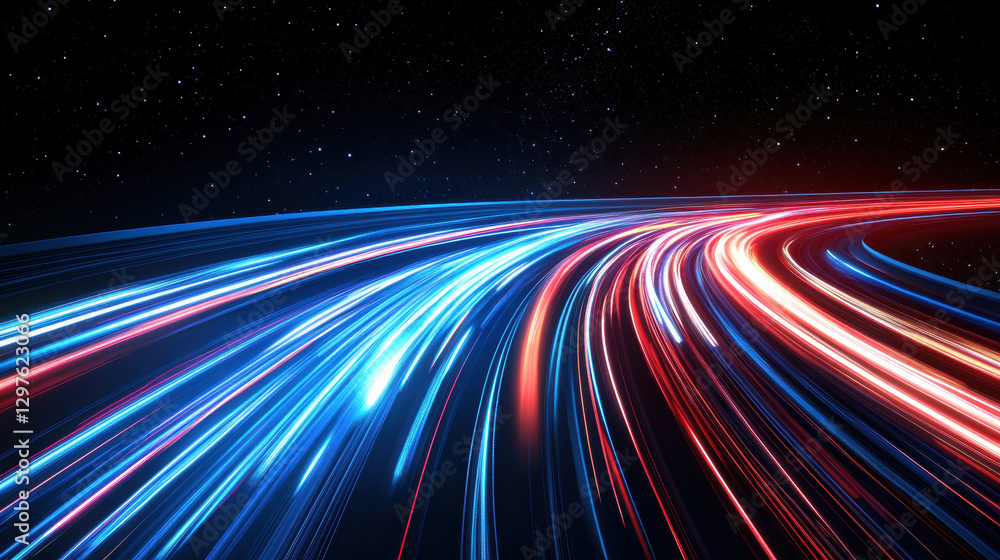 Poster abstract speed light trails on a dark background