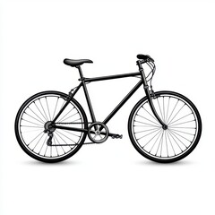 Black bicycle with thin tires and a classic design, depicted against a white background. The bicycle is shown in a three quarter view, highlighting