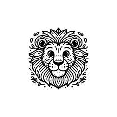 Lion Head Line Art Vector, Minimalist Lion Logo, Regal Lion Illustration, Wild Animal Emblem, Geometric Lion Design, Fierce Predator Clipart