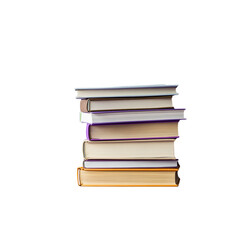 Stack of colorful books with varying spine designs, perfect for any library