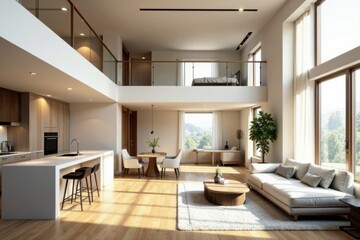 Modern Minimalist Loft Apartment Design with Open Floor Plan and Natural Light