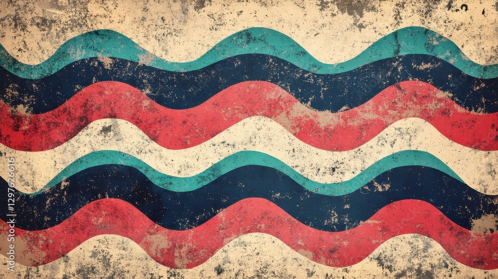Poster retro patterns with pastel tones in nostalgic style