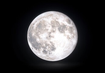 Obraz premium Full moon in night sky, bright, glowing, celestial body, craters and shadows visible, dark background, lunar surface details, space, astronomy, night