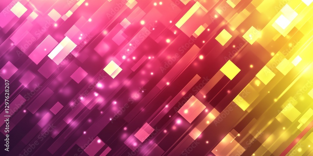 Poster abstract glowing background featuring rectangles and sparkling dots diagonally