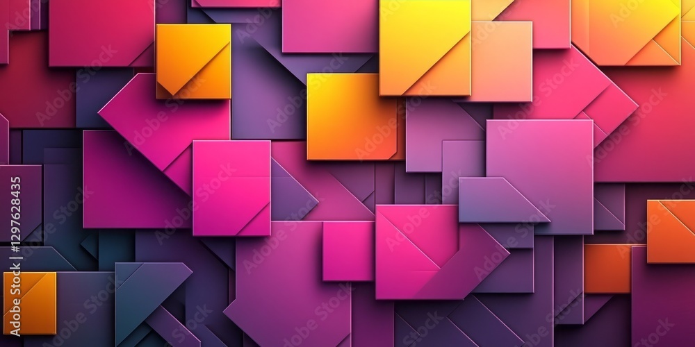 Poster abstract arrangement of geometric shapes with dynamic color gradients