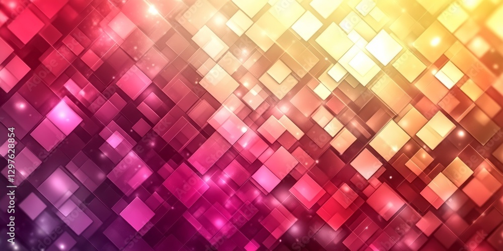 Poster abstract background featuring multiple translucent squares with gradient color palette