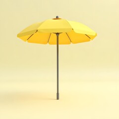 Bright yellow beach umbrella in minimalist setting
