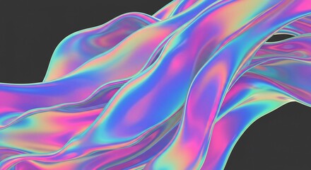 Obraz premium Holographic liquid swirls elegantly a vibrant iridescent palette. AI Generated