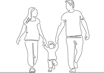 ファミリー　キッズ　家族　子供　人物　線　手描き　ライフスタイル　シンプル　イラスト素材