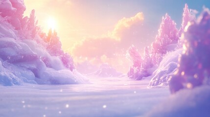 Soft Light Ice Textures in Winter Wonderland Scene