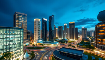 Naklejka premium ecometropolis pioneering a smart and futuristic sustainable city