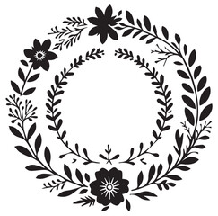 Vector Floral Wreaths  Silhouette Vector on a White Background