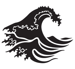 Abstract water Wave Forms  Silhouette Vector on a White Background