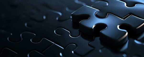 Dark Metal Puzzle Piece Completion Closeup