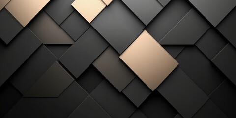 Abstract geometric pattern with black and gold square tiles