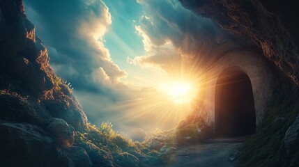 Resurrection Dawn Open Tomb at Sunrise