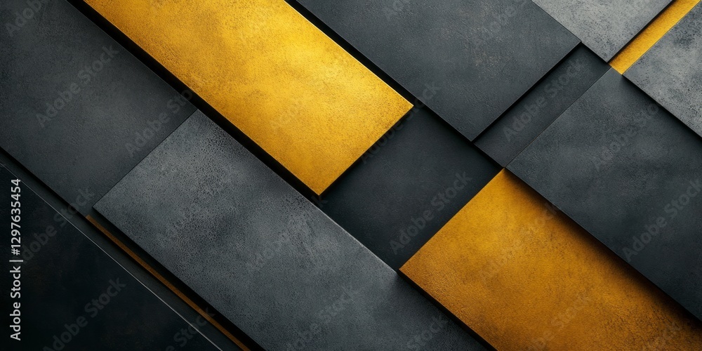 Aufkleber abstract geometric background features intersecting gray and golden rectangles