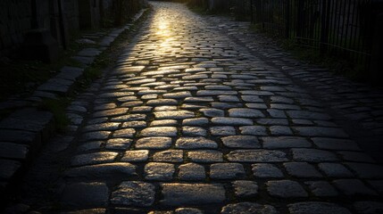 Textured Cobblestone Path in Urban Setting