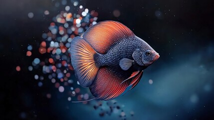 Fototapeta premium Stunning Discus Fish Vibrant Colors Aquarium Aquatic Life Underwater Scene
