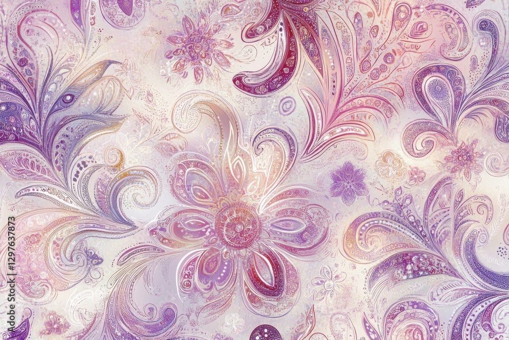 Poster intricate floral design with swirling patterns and vibrant pink accents created on a textured backgr