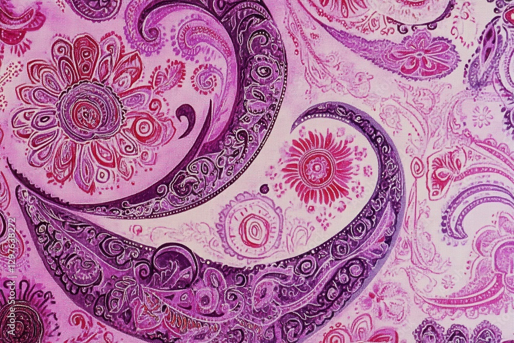 Poster intricate floral design with swirling patterns and vibrant pink accents created on a textured backgr