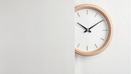 Wall clock with minimalist design on light background
