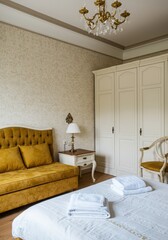 golden white Guest Room design Modern Rustic decor