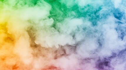 Fototapeta premium Abstract image of colorful smoke clouds. Rainbow hues blend in a hazy, ethereal atmosphere. Soft lighting creates a dreamy effect. Perfect for design