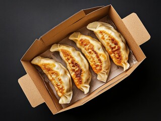 Deliciously crispy dumplings asian cuisine food photography dark background top view culinary delight